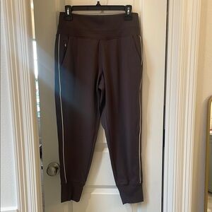 Brown Jogger Pants with White Stripes